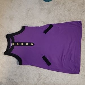 bailey blue sleeveless purple shift dress w/ black and gold accents, L